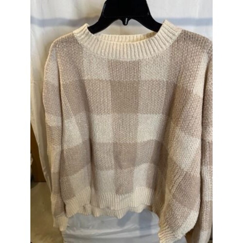 Pink Lily Buffalo Check Knit Sweater – Size XL